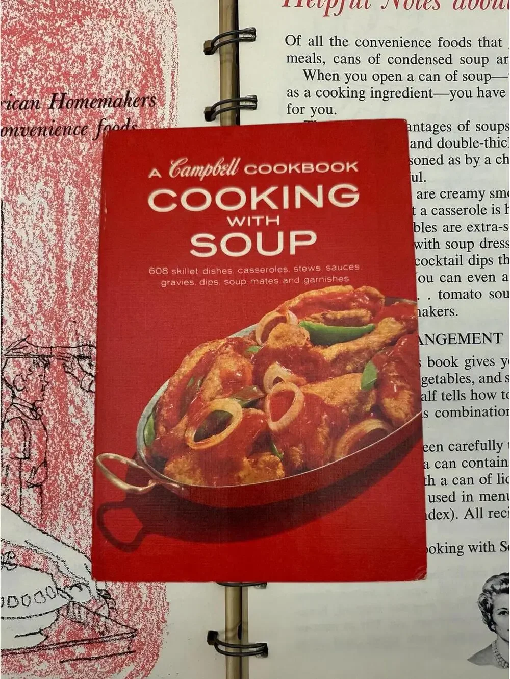 Vintage Campbell's Soup Cookbook: 1960s Recipe Book, Red Kitchen Decor
